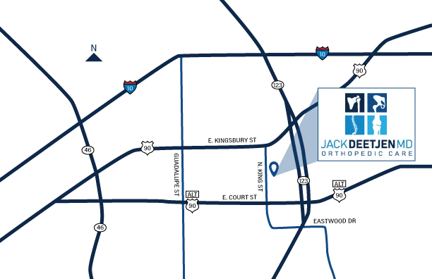 Map of Seguin, TX showing location of Dr. Deetjen's office.